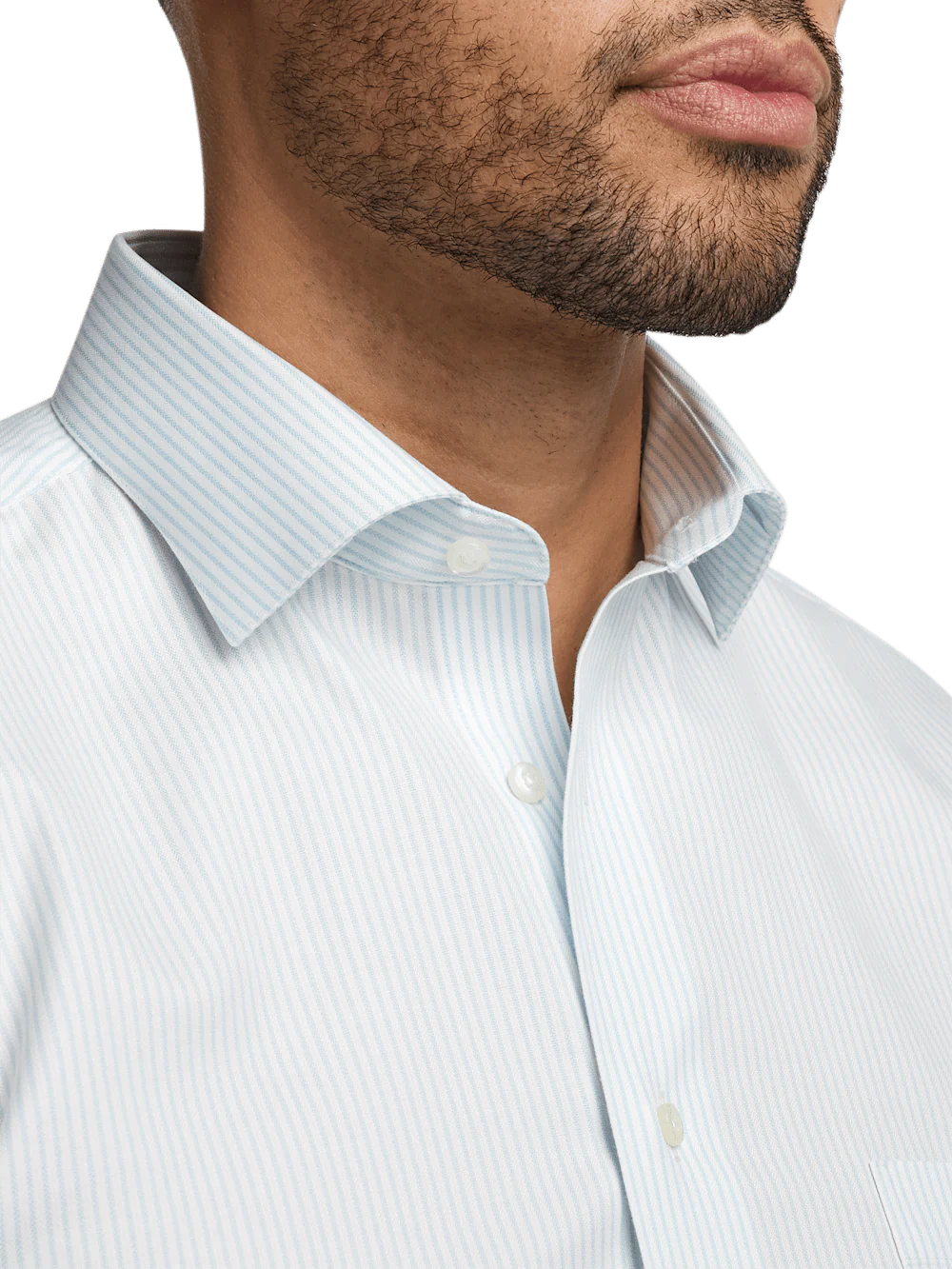 Comfort Stretch Non-Iron Stripe Dress Shirt - Light Blue - Image 3