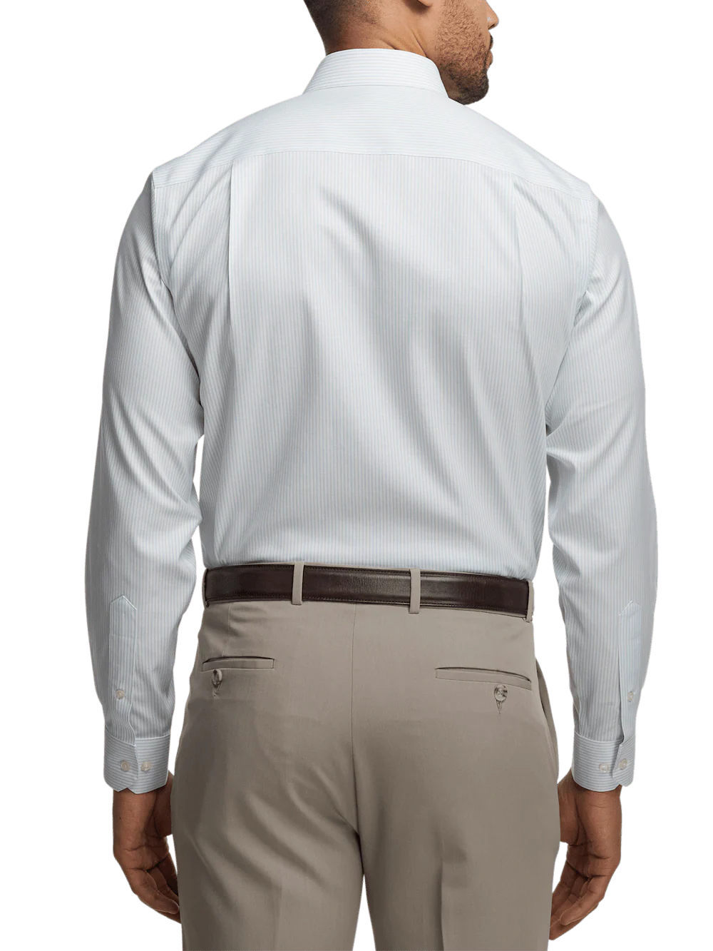 Comfort Stretch Non-Iron Stripe Dress Shirt - Light Blue - Image 5