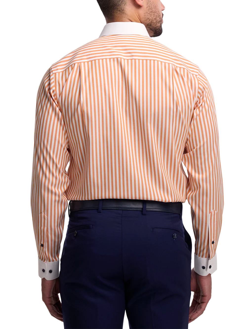 Comfort Stretch Non-Iron Stripe Dress Shirt - White/melon - Image 5