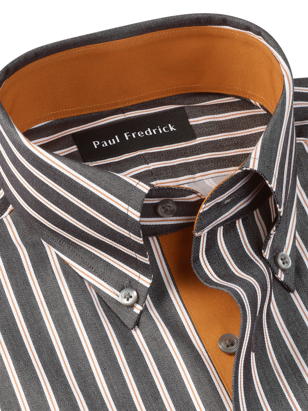 Comfort Stretch Non-Iron Stripe Dress Shirt With Contrast Trim - Black/rust - Image 7