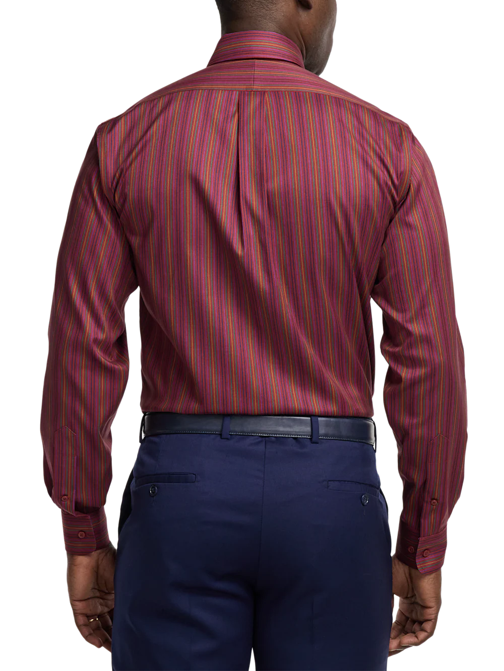 Comfort Stretch Non-Iron Stripe Dress Shirt With Contrast Trim - Multi - Image 5
