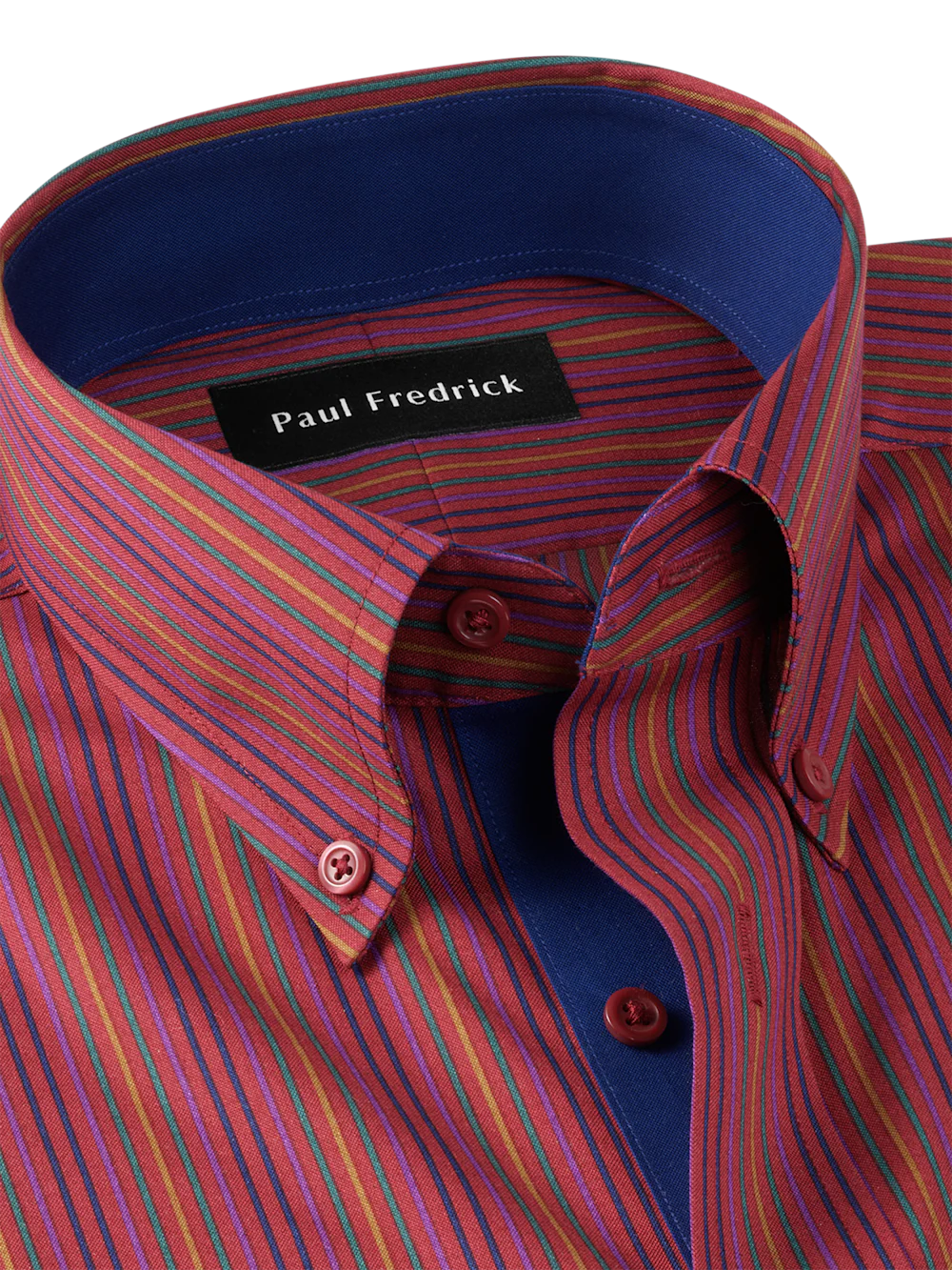 Comfort Stretch Non-Iron Stripe Dress Shirt With Contrast Trim - Multi - Image 7