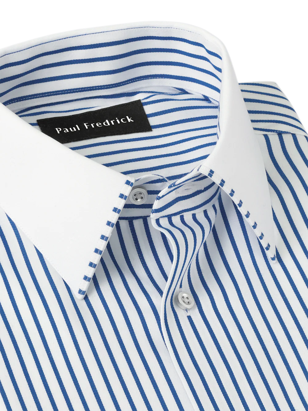 Comfort Stretch Non-Iron Stripe Dress Shirt With Contrast Trim - Blue - Image 8