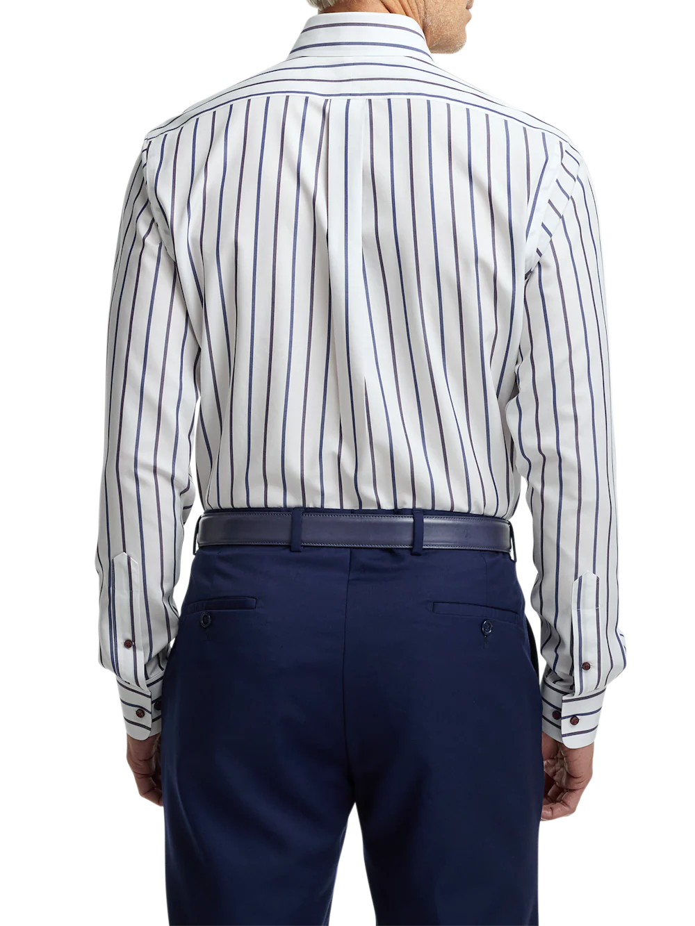 Comfort Stretch Non-Iron Stripe Dress Shirt With Contrast Trim - Multi - Image 5