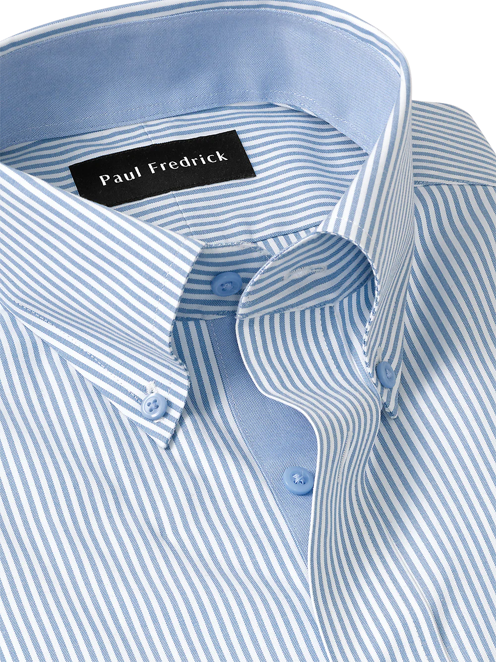 Comfort Stretch Non-Iron Stripe Dress Shirt With Contrast Trim - Blue - Image 3