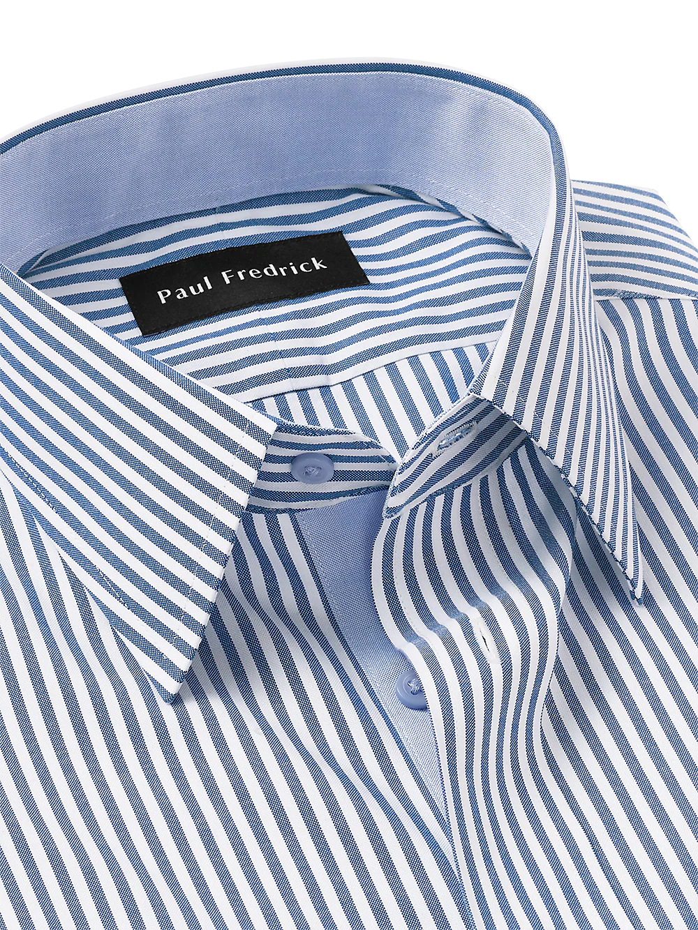 Comfort Stretch Non-Iron Stripe Dress Shirt With Contrast Trim - Cobalt - Image 7
