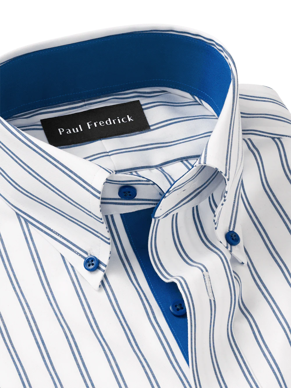 Comfort Stretch Non-Iron Stripe Dress Shirt With Contrast Trim - Cobalt - Image 7