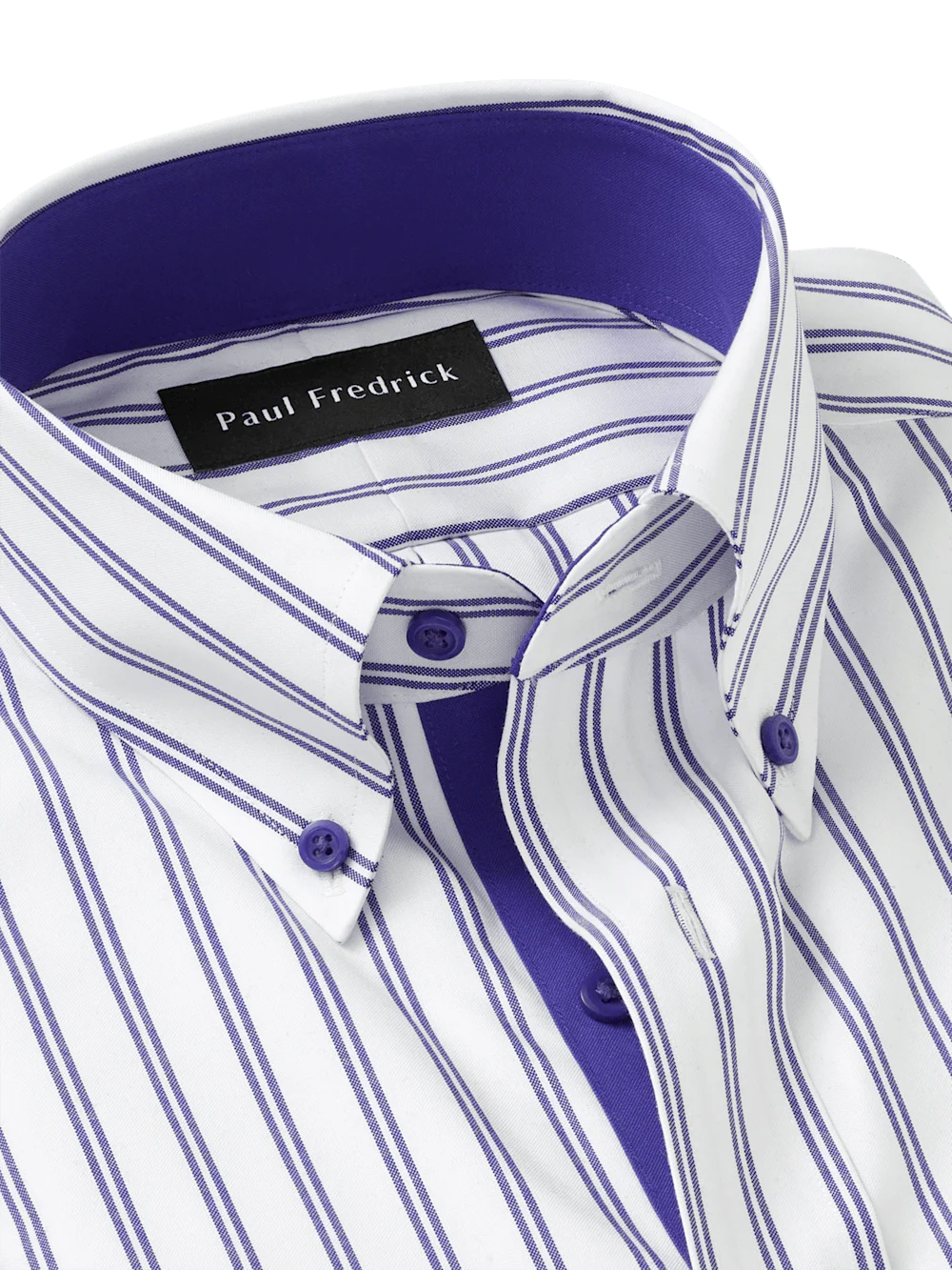 Comfort Stretch Non-Iron Stripe Dress Shirt With Contrast Trim - Purple - Image 7