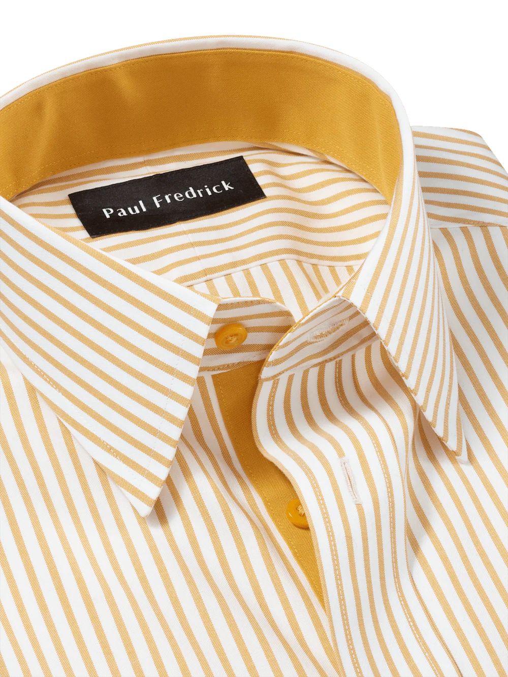 Comfort Stretch Non-Iron Stripe Dress Shirt With Contrast Trim - White/gold - Image 7