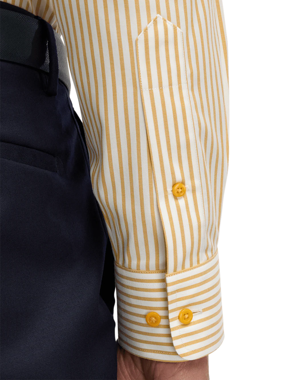 Comfort Stretch Non-Iron Stripe Dress Shirt With Contrast Trim - White/gold - Image 4