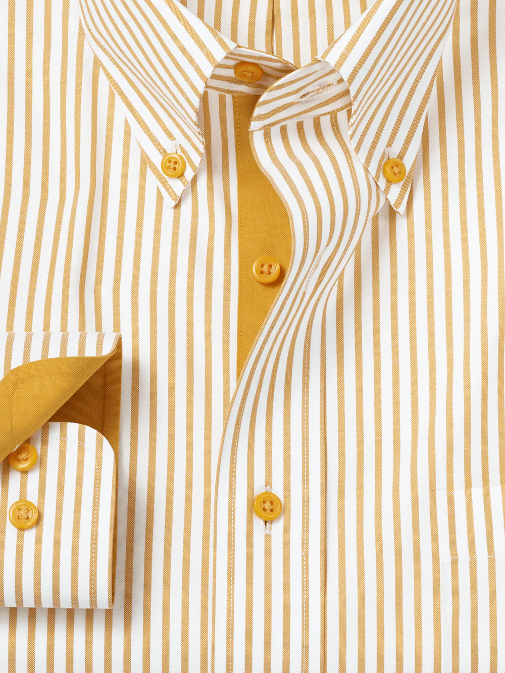 Comfort Stretch Non-Iron Stripe Dress Shirt With Contrast Trim - White/gold - Image 6