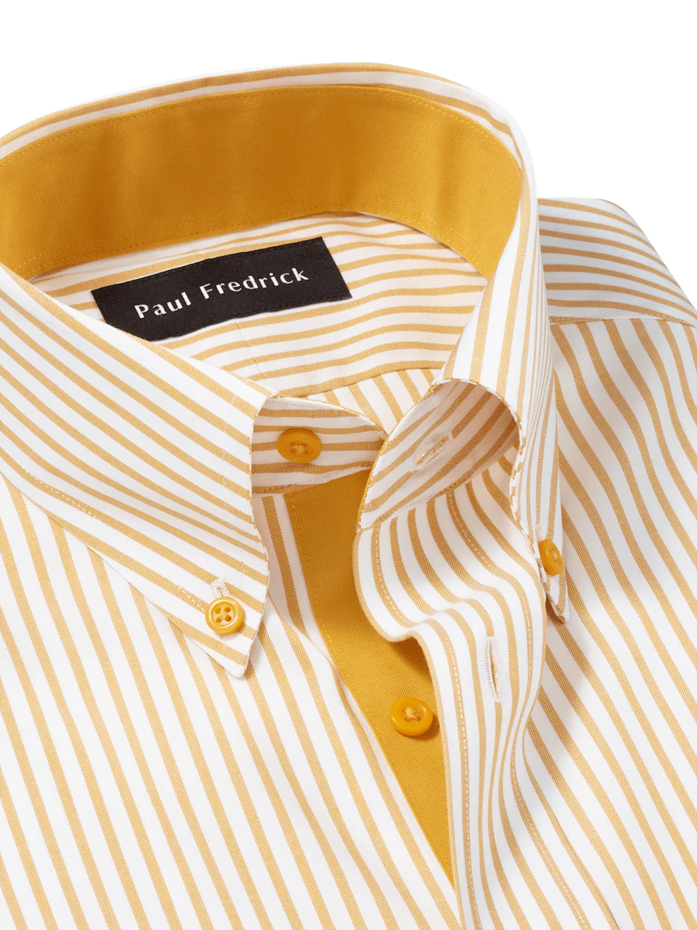 Comfort Stretch Non-Iron Stripe Dress Shirt With Contrast Trim - White/gold - Image 7