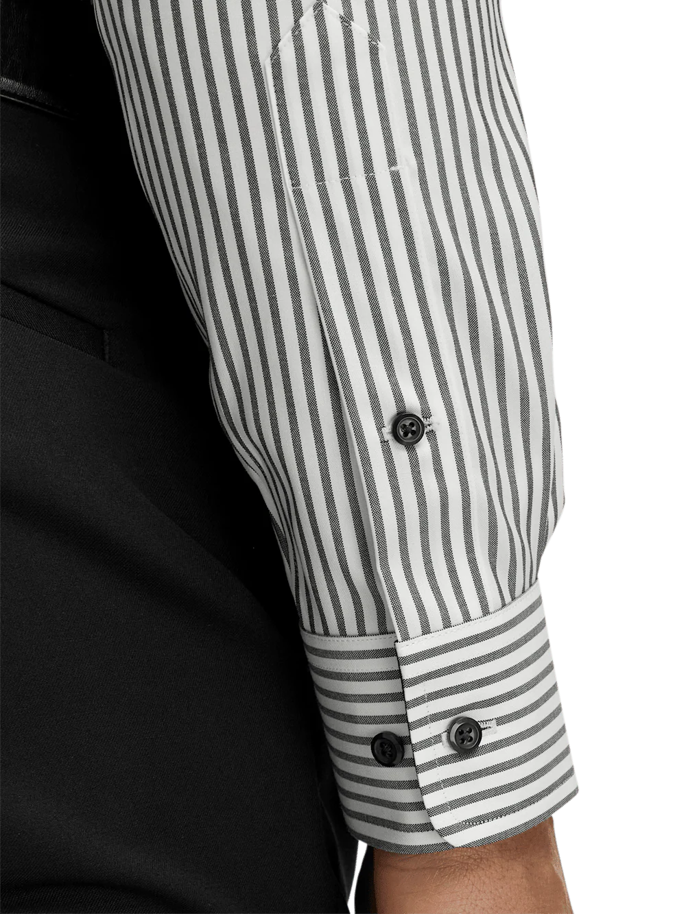 Comfort Stretch Non-Iron Stripe Dress Shirt With Contrast Trim - White/black - Image 4