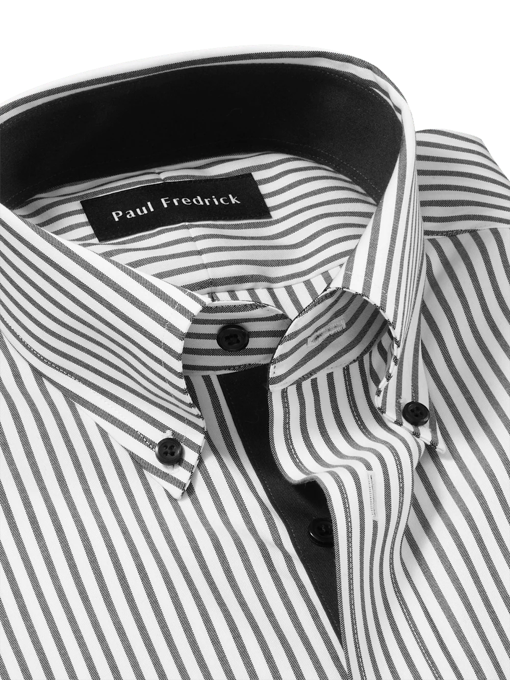 Comfort Stretch Non-Iron Stripe Dress Shirt With Contrast Trim - White/black - Image 7