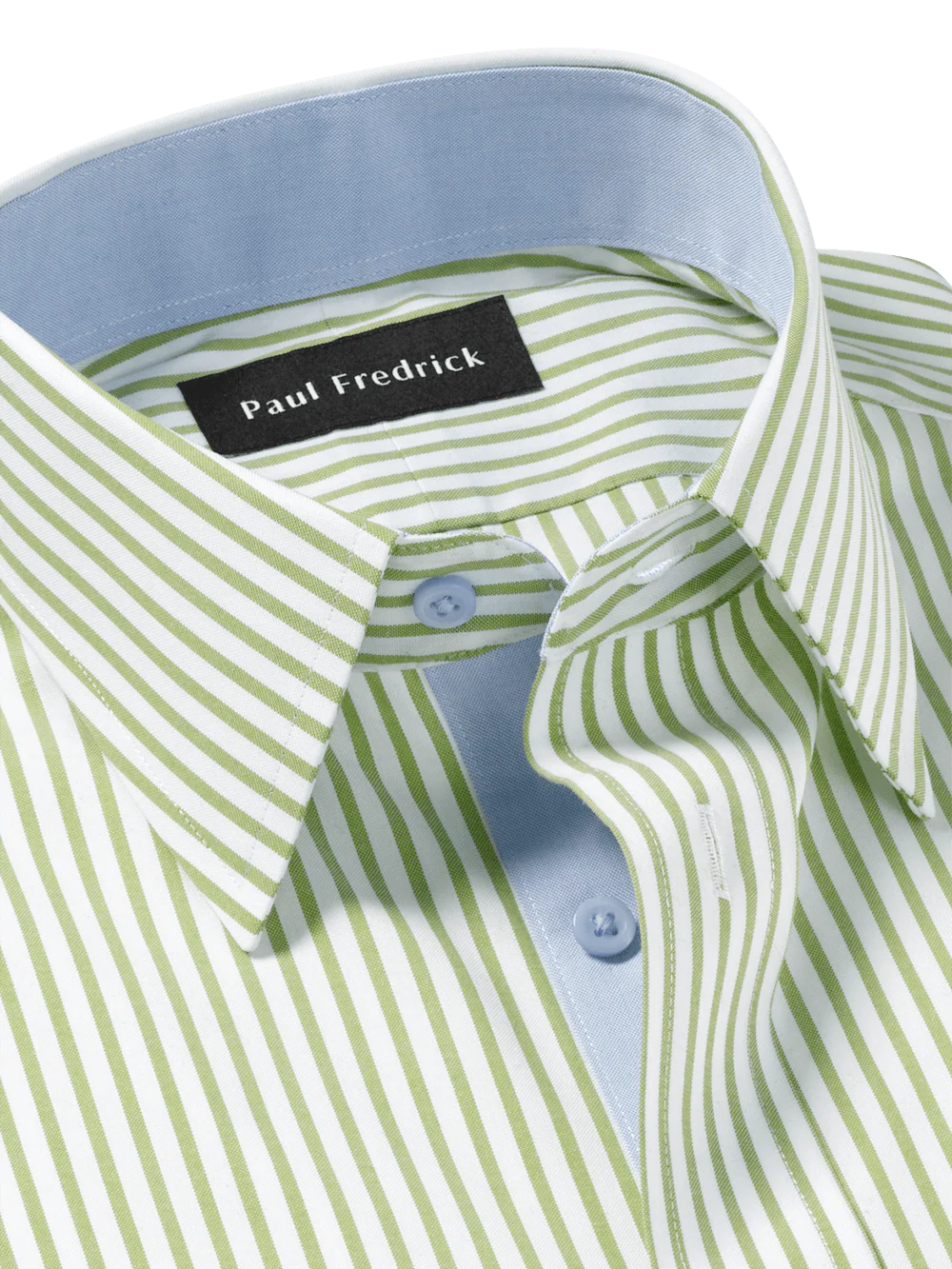 Comfort Stretch Non-Iron Stripe Dress Shirt With Contrast Trim - Green - Image 7