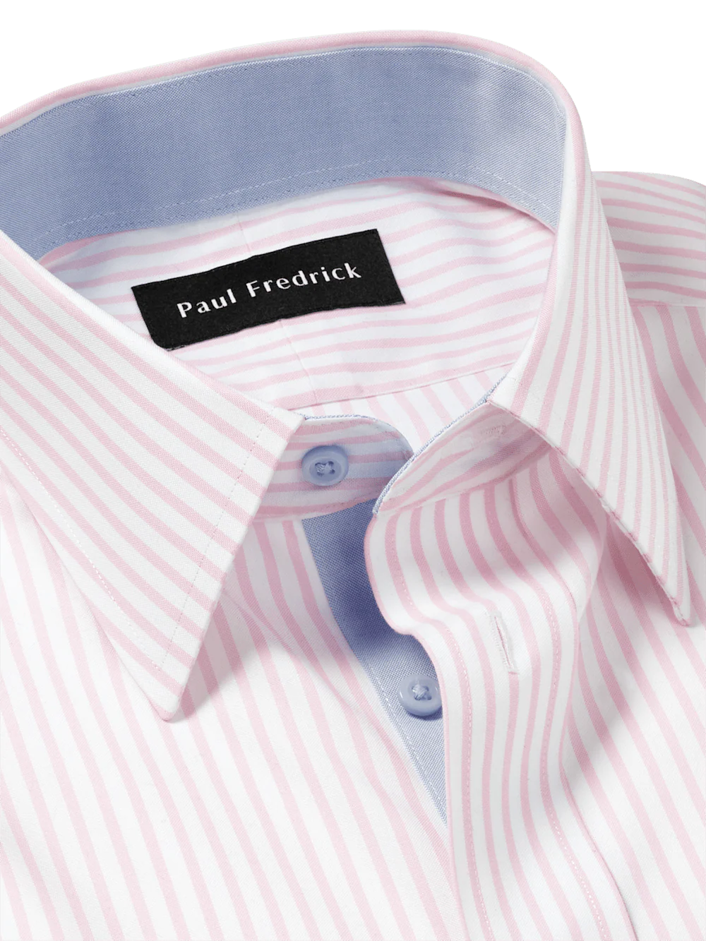 Comfort Stretch Non-Iron Stripe Dress Shirt With Contrast Trim - Pink - Image 7