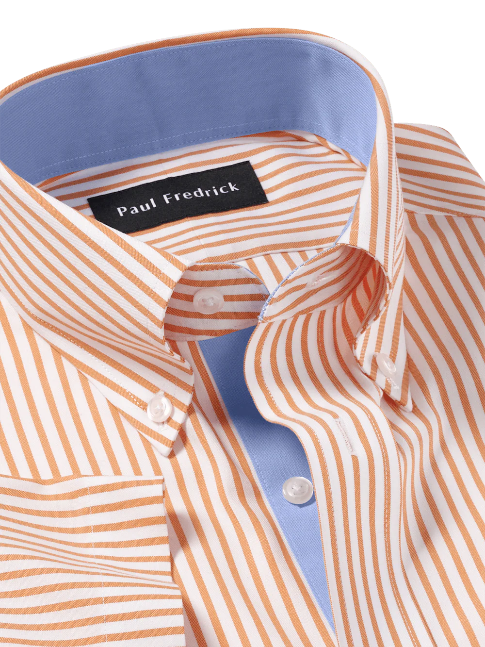 Comfort Stretch Non-Iron Stripe Dress Shirt With Contrast Trim - Melon - Image 7