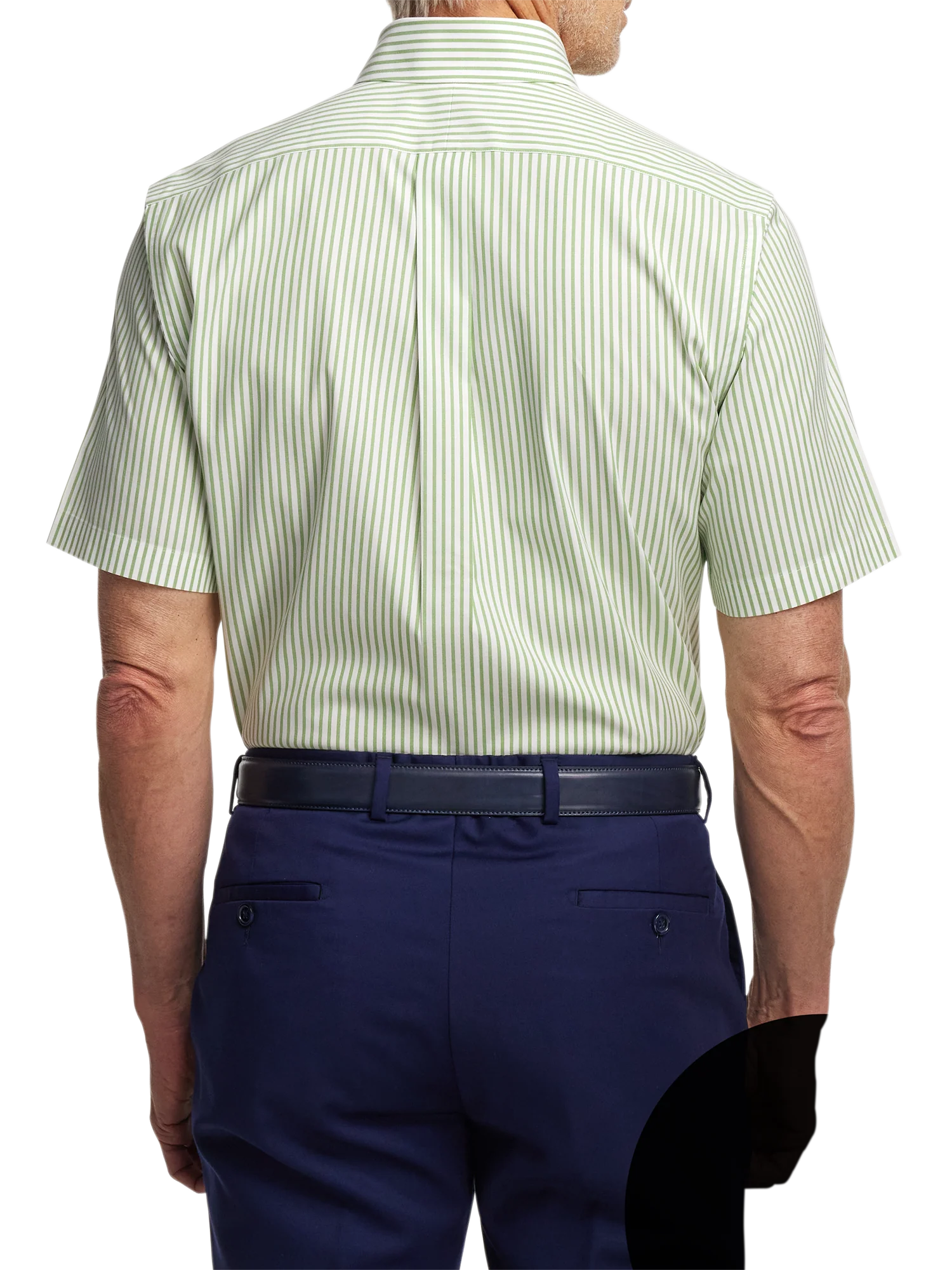Comfort Stretch Non-Iron Stripe Dress Shirt With Contrast Trim - Green - Image 5