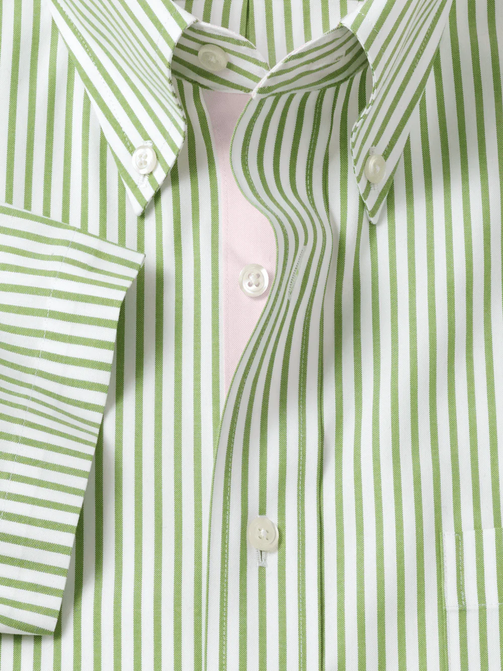 Comfort Stretch Non-Iron Stripe Dress Shirt With Contrast Trim - Green - Image 6