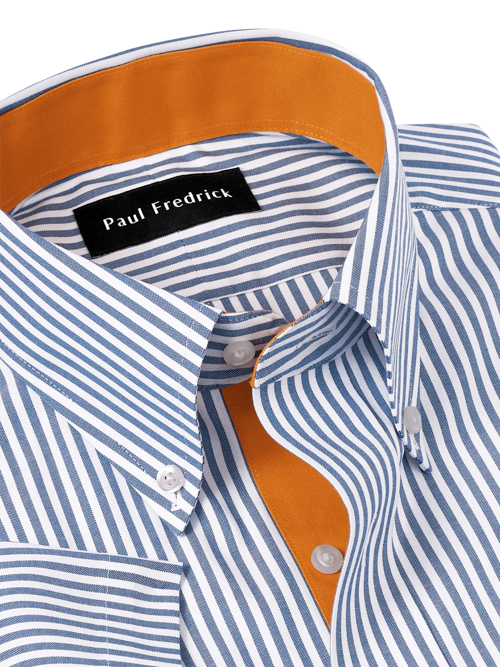 Comfort Stretch Non-Iron Stripe Dress Shirt With Contrast Trim - Blue - Image 7