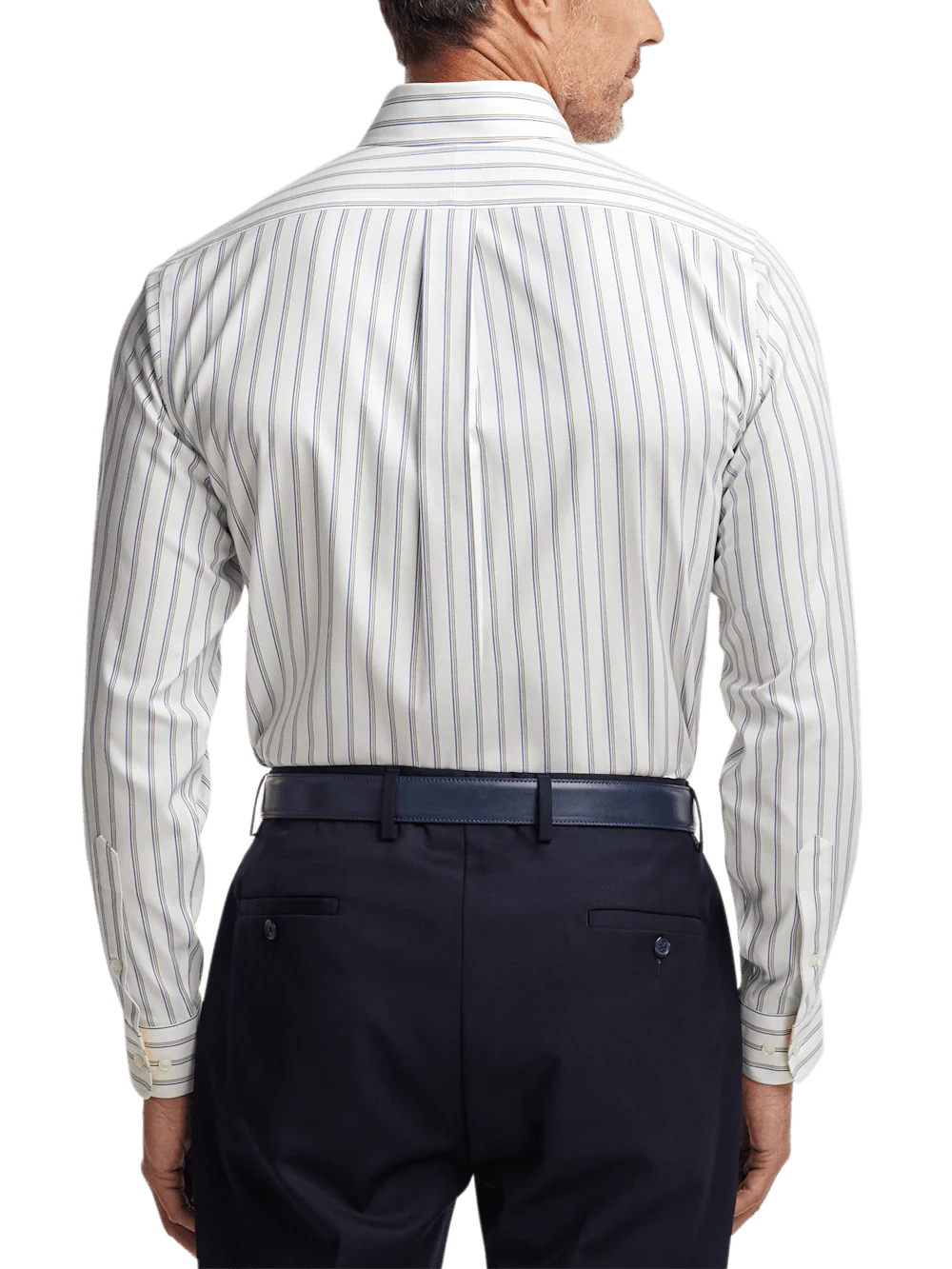 Comfort Stretch Non-Iron Stripe Dress Shirt With Contrast Trim - Blue/yellow - Image 5