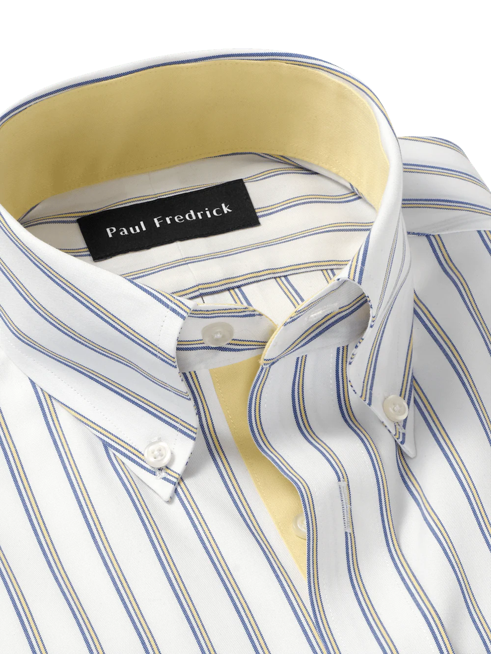 Comfort Stretch Non-Iron Stripe Dress Shirt With Contrast Trim - Blue/yellow - Image 7