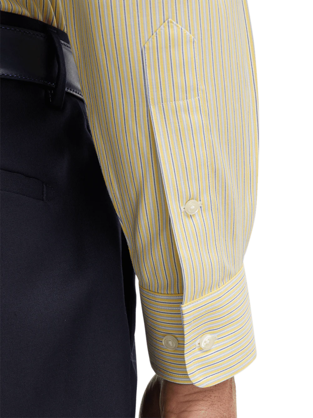 Comfort Stretch Non-Iron Stripe Dress Shirt With Contrast Trim - Blue/yellow - Image 4