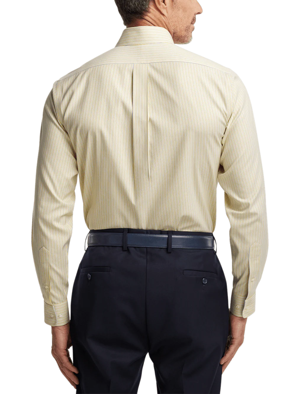 Comfort Stretch Non-Iron Stripe Dress Shirt With Contrast Trim - Blue/yellow - Image 5