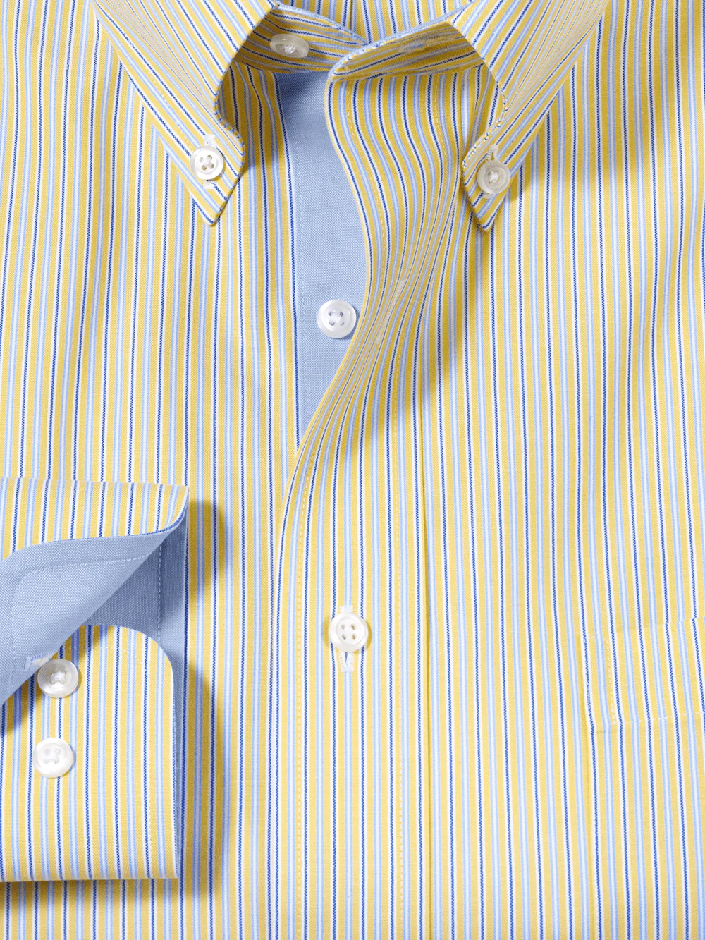 Comfort Stretch Non-Iron Stripe Dress Shirt With Contrast Trim - Blue/yellow - Image 6
