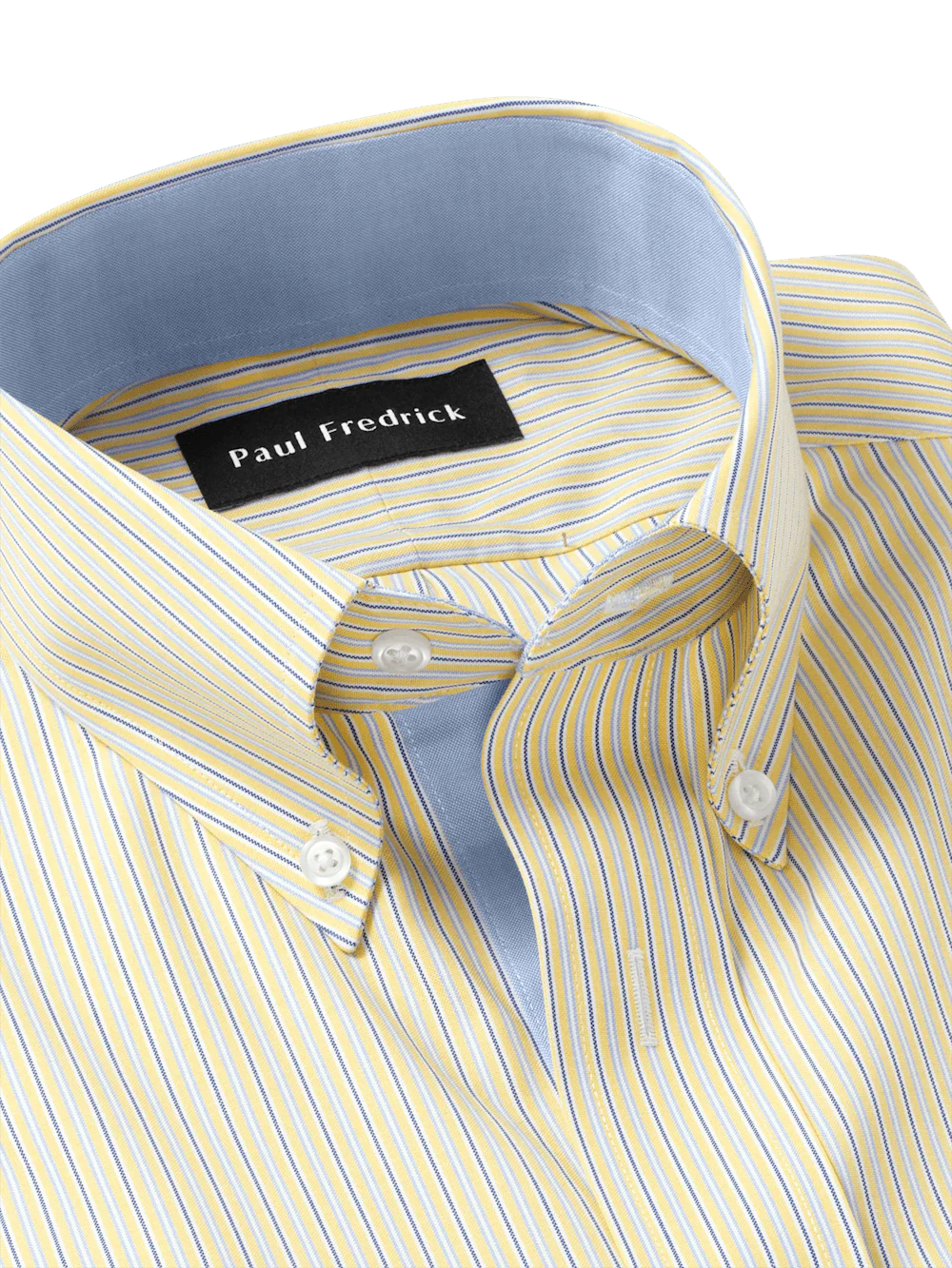 Comfort Stretch Non-Iron Stripe Dress Shirt With Contrast Trim - Blue/yellow - Image 7