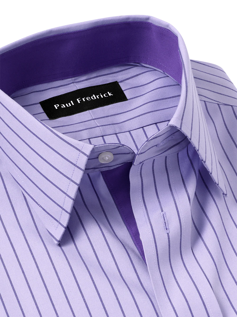 Comfort Stretch Non-Iron Stripe Dress Shirt With Contrast Trim - Purple - Image 7