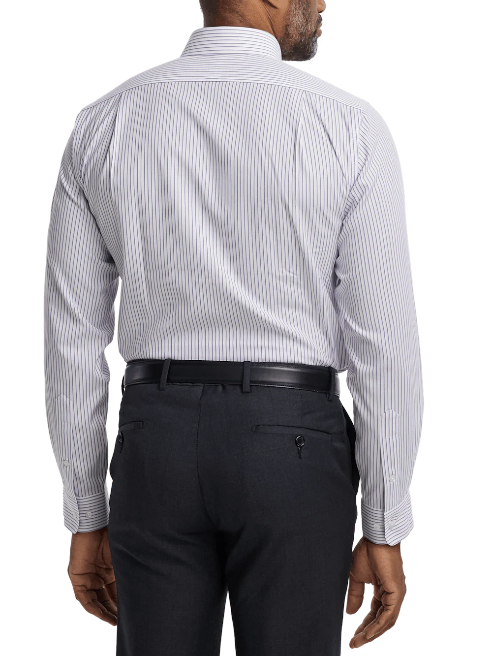 Comfort Stretch Non-Iron Stripe Dress Shirt With Contrast Trim - Purple - Image 5