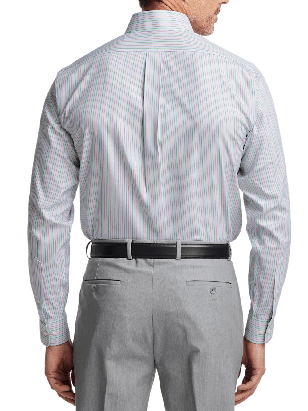 Comfort Stretch Non-Iron Stripe Dress Shirt With Contrast Trim - Multi - Image 5