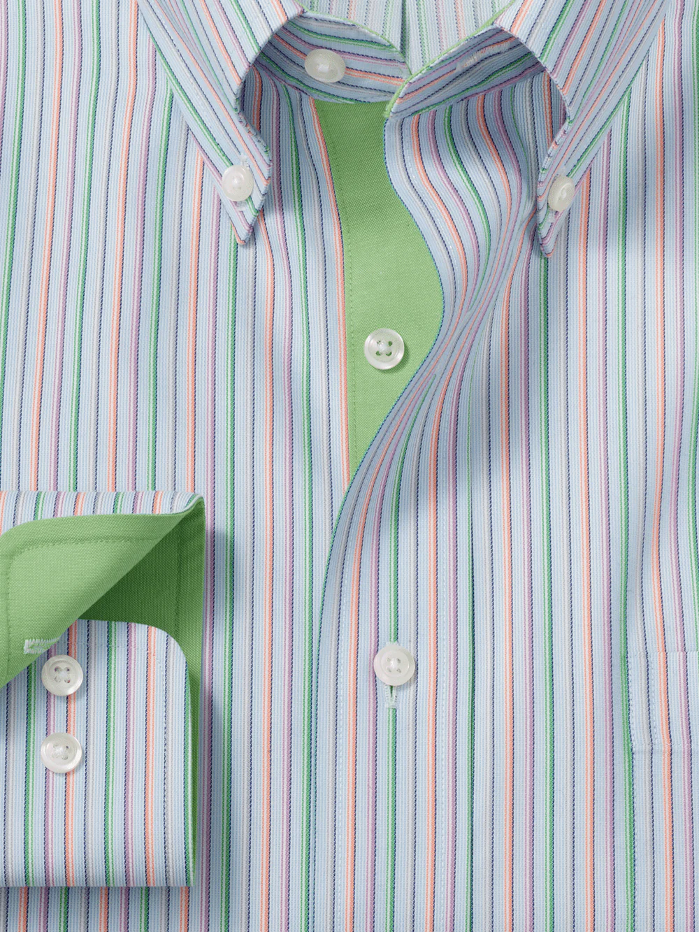 Comfort Stretch Non-Iron Stripe Dress Shirt With Contrast Trim - Multi - Image 6