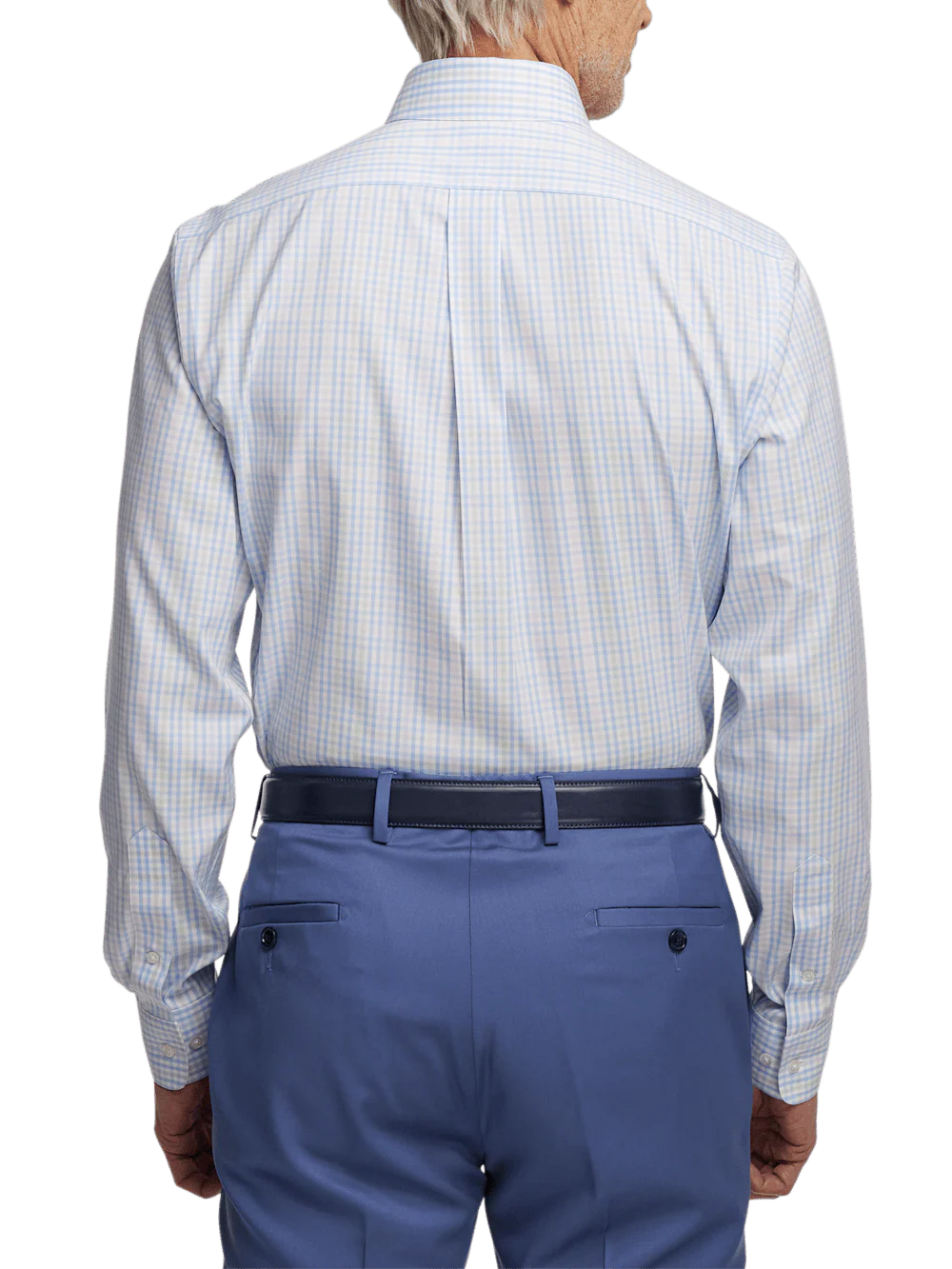 Comfort Stretch Non-Iron Tattersall Dress Shirt With Contrast Trim - Blue/pink - Image 5