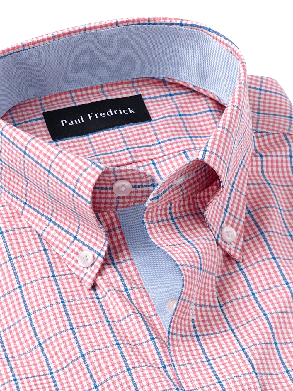 Comfort Stretch Non-Iron Windowpane Dress Shirt With Contrast Trim - Pink/blue - Image 7