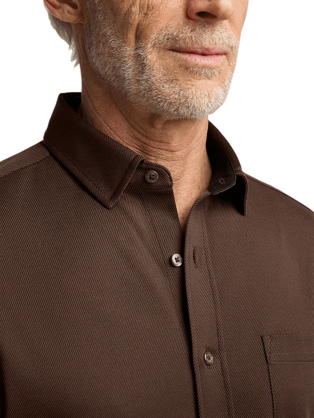 Cotton Blend Button Front Polo - Brown - Image 3