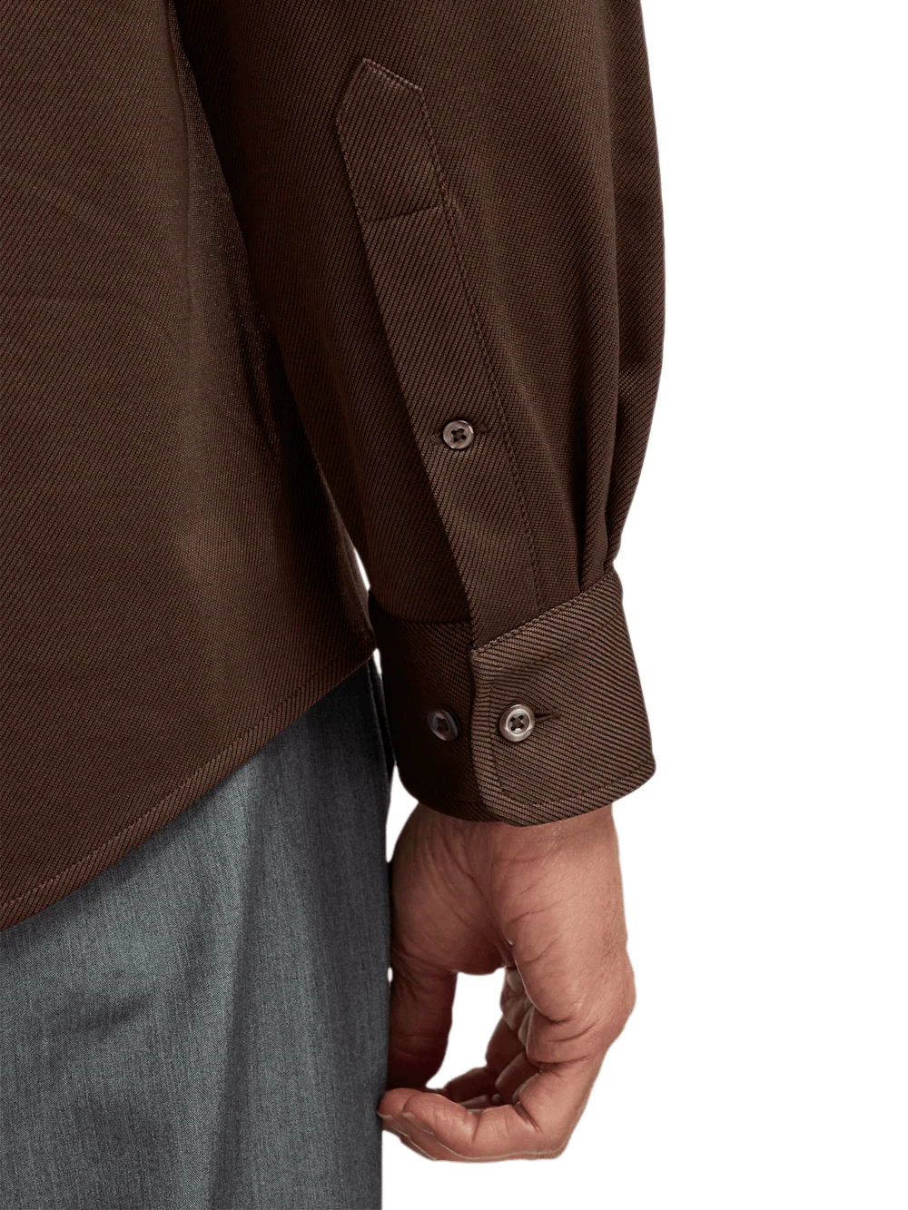 Cotton Blend Button Front Polo - Brown - Image 4