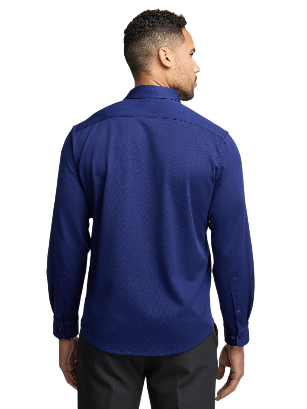 Cotton Blend Button Front Polo - Blue - Image 6