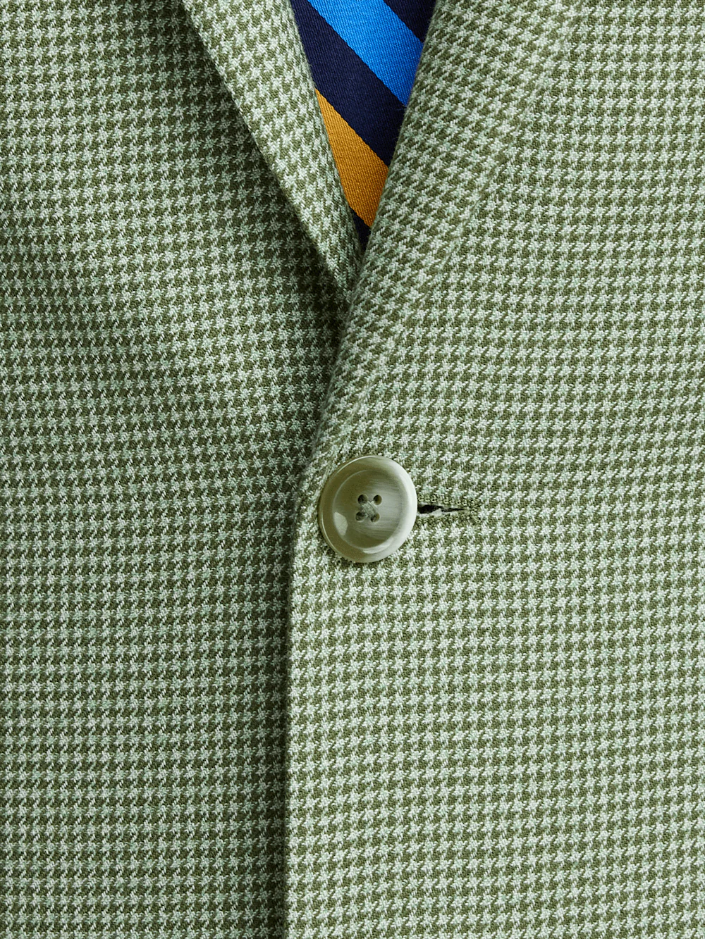 Cotton Blend Houndstooth Single Breasted Notch Lapel Suit Jacket - Green - Image 5