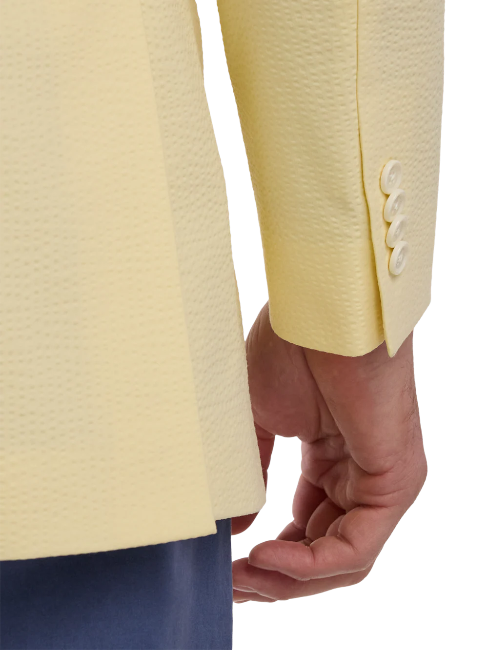Cotton Blend Seersucker Single Breasted Notch Lapel Sport Coat - Light Yellow - Image 3