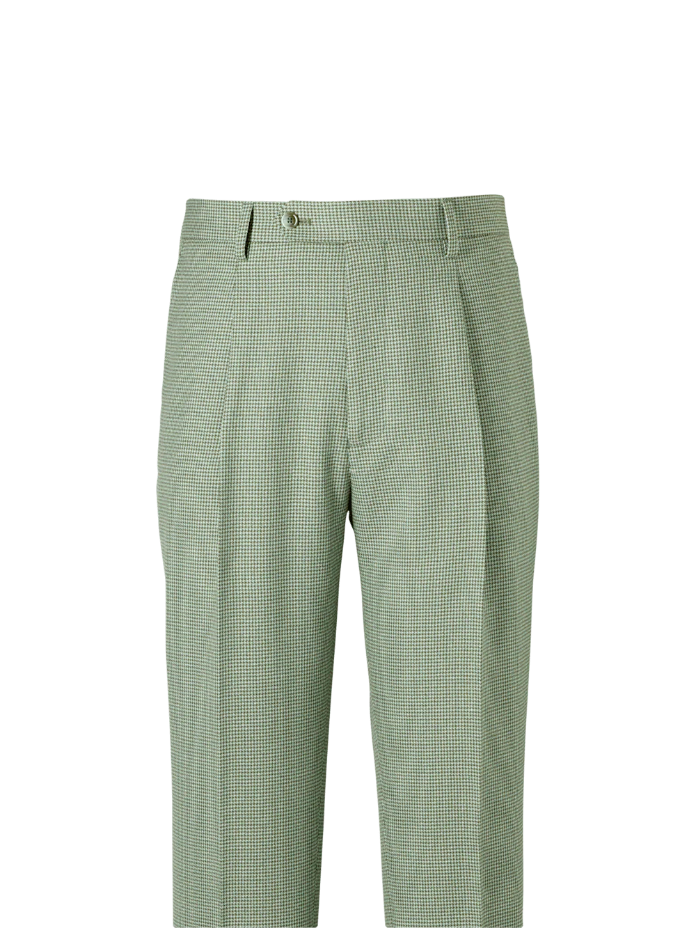 Cotton Blend Single Pleat Suit Pants - Green - Image 2