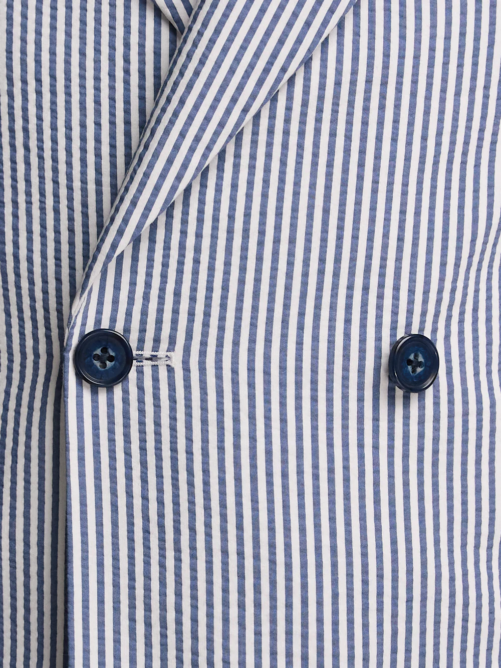 Cotton Blend Stripe Double Breasted Peak Lapel Suit - Navy/white - Image 5
