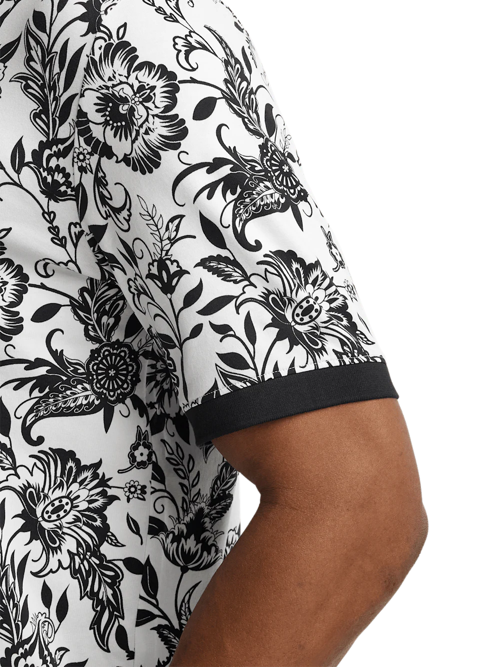 Cotton Blend Three Button Polo - Black/white - Image 4
