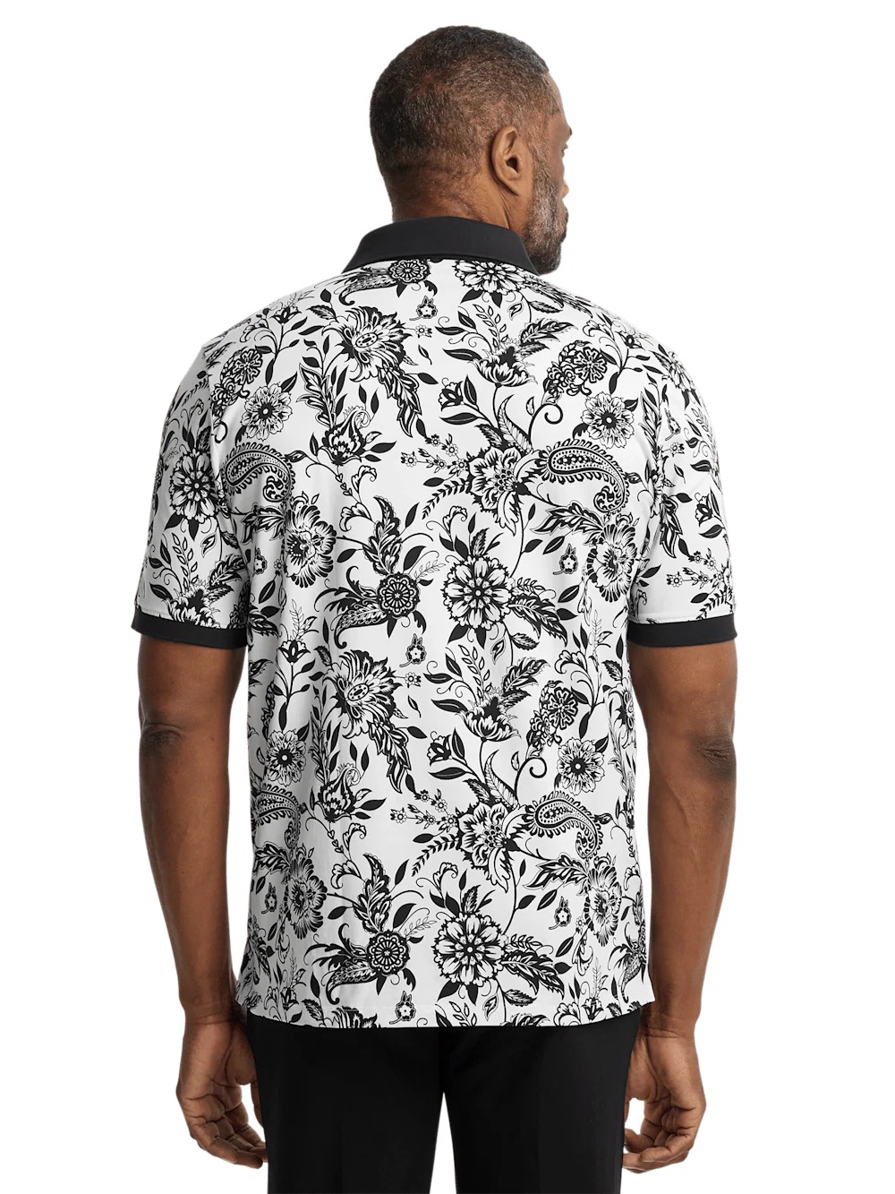 Cotton Blend Three Button Polo - Black/white - Image 6