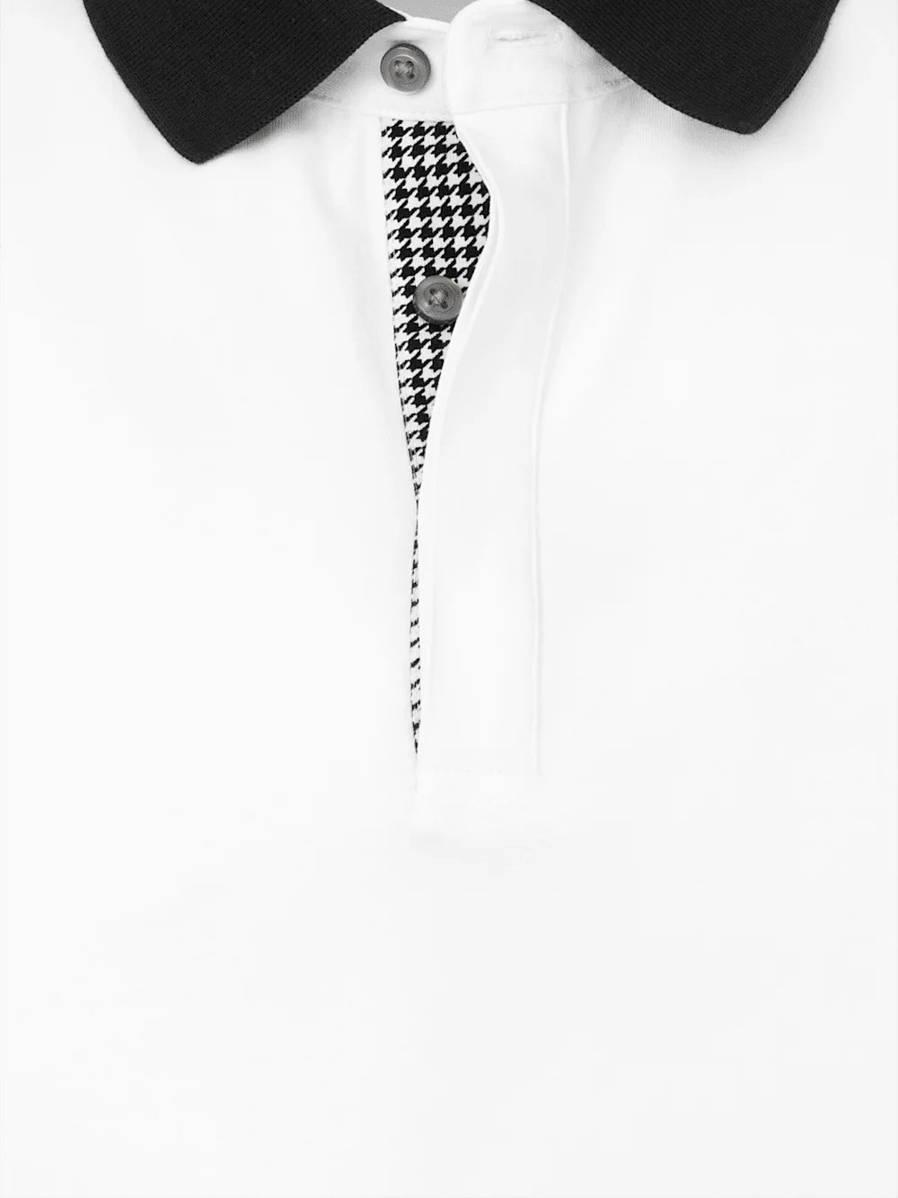 Cotton Blend Three Button Polo - White - Image 7