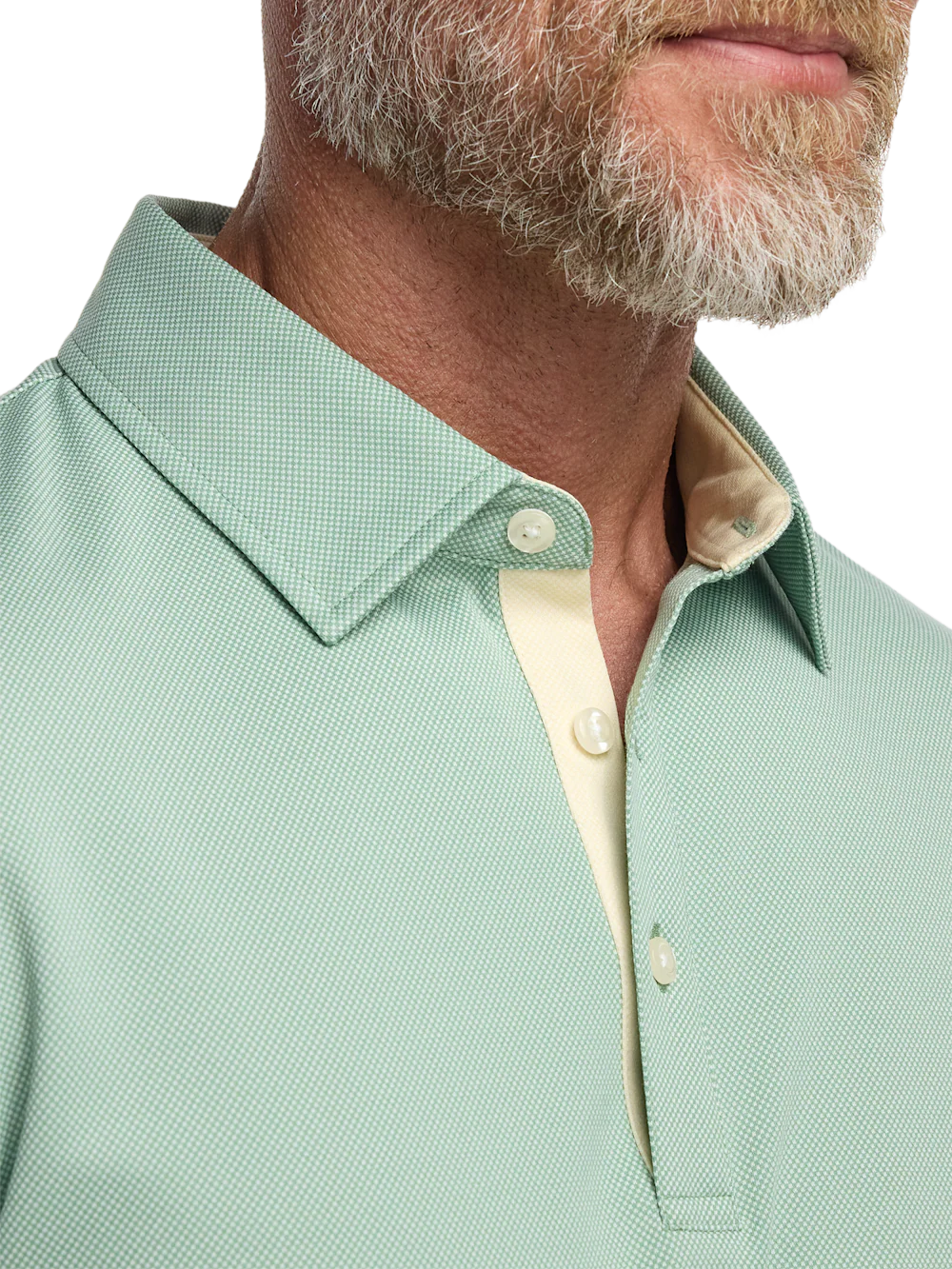 Cotton Blend Three Button Polo - Green - Image 3