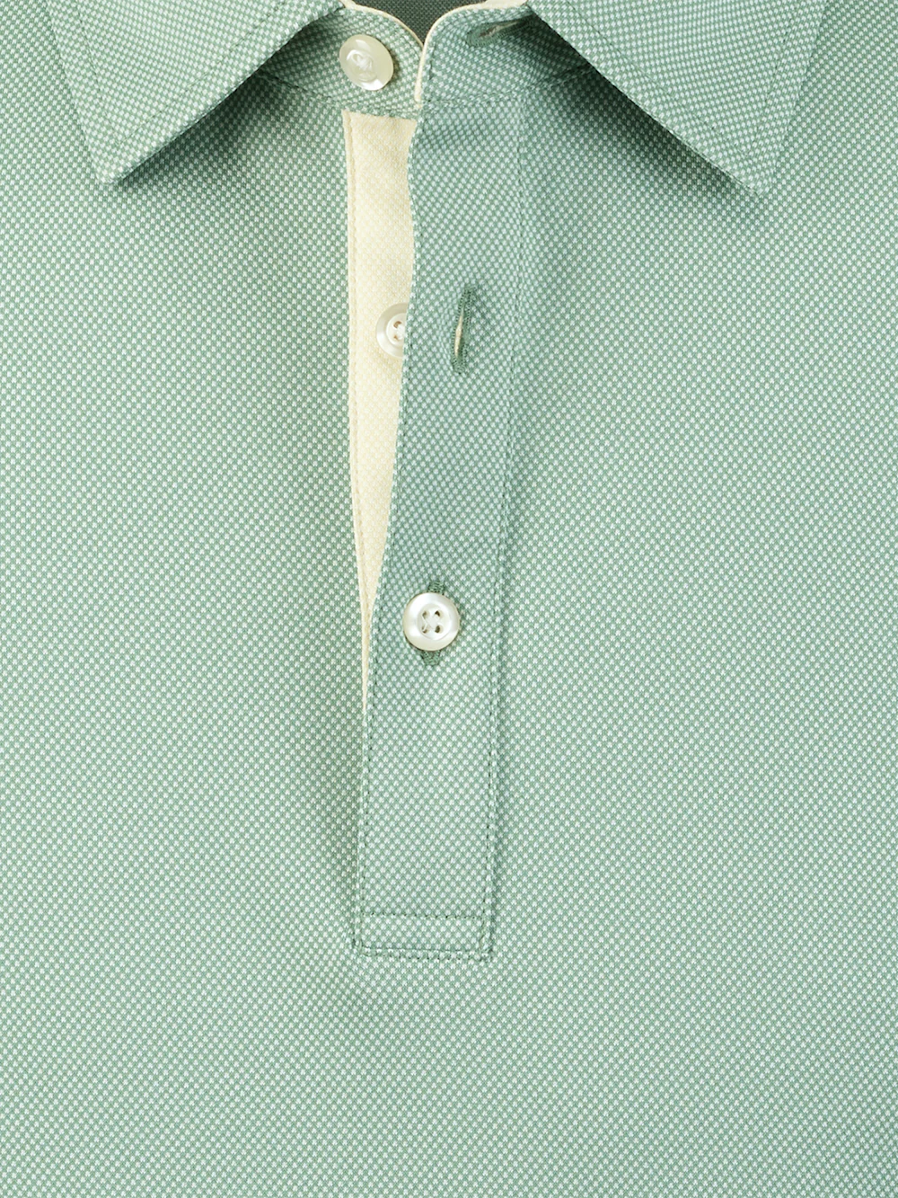 Cotton Blend Three Button Polo - Green - Image 7