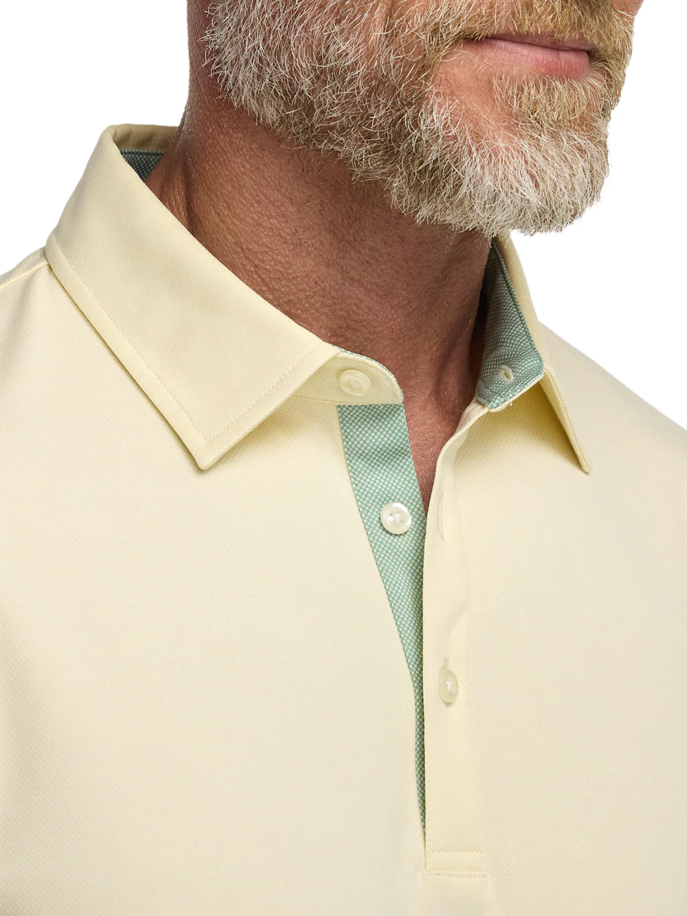 Cotton Blend Three Button Polo - Light Yellow - Image 3