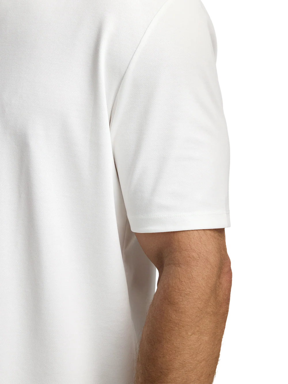 Cotton Blend Three Button Polo - White - Image 4